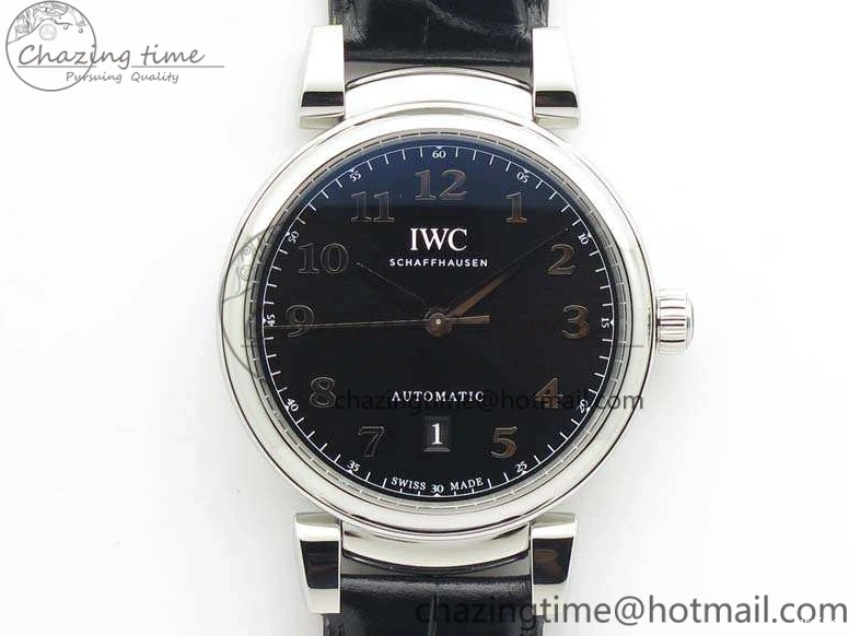 MIROTIME 0202 Tailored Da Vinci IW356601 SS MKF 1:1 Best Edition Black Dial On Black Leather Strap A 7231